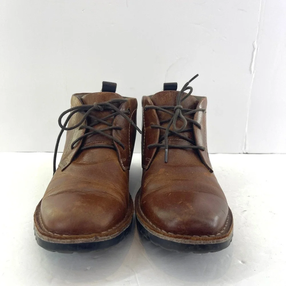 Leather Chukka Boots Mens 9 Brown Distressed Lug Sole Lace‎ Up India Heritage